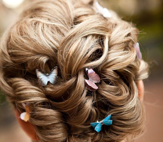 Wedding - Prom Hair Accessories - Butterfly Wedding Hair Unique Shabby Chic Hair Clips PICK 6