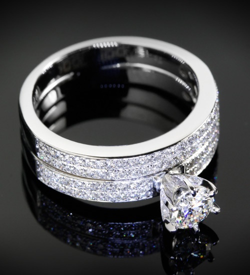 زفاف - تمهيد خواتم الخطبة وخاتم - Pave'd في الماس