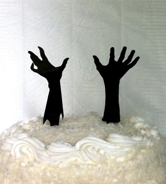Hochzeit - Zombie Wedding Cake Topper Zombie Apocalypse Cake Topper Halloween-Kuchen-Deckel Zombie-Hände Silhouette-Hochzeits-Kuchen-Deckel