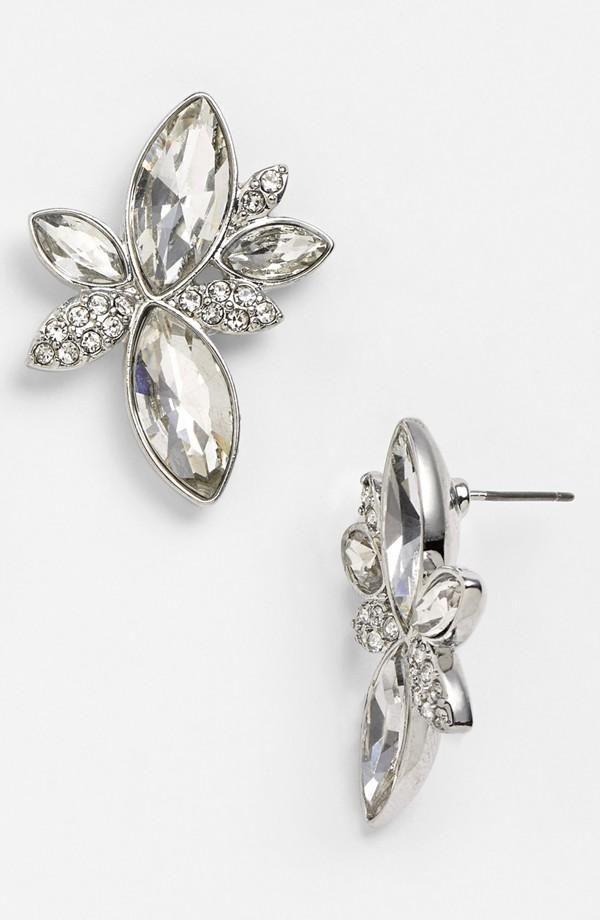 Wedding - Leaf Design Cluster Earrings, By Nina 