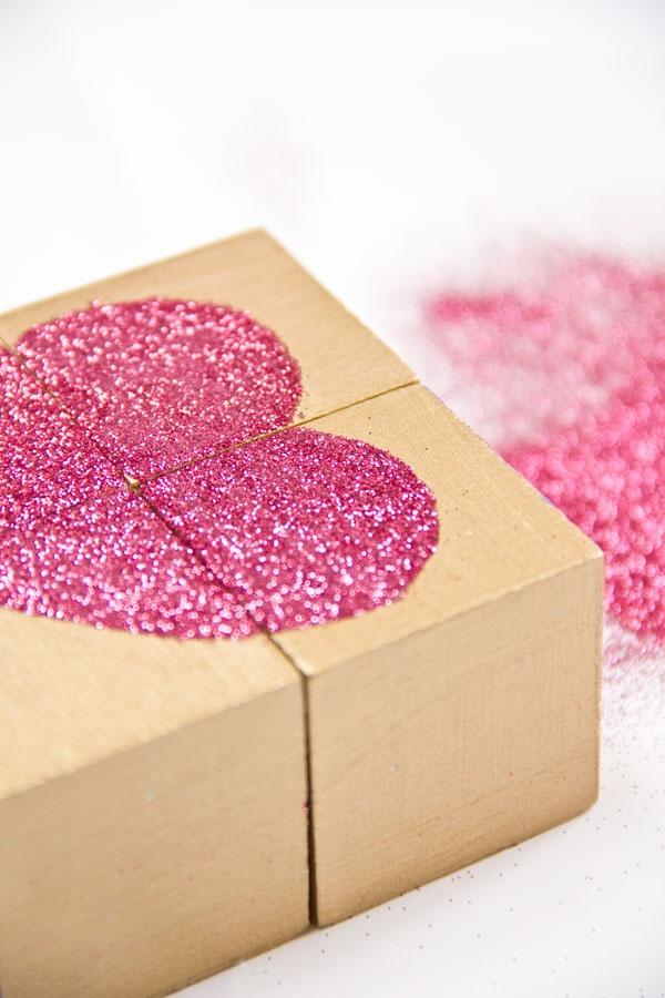 Mariage - Coeur rose Glitter
