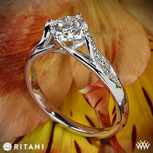 زفاف - البلاتين Ritani الحديثة توليب الماس خاتم الخطوبة