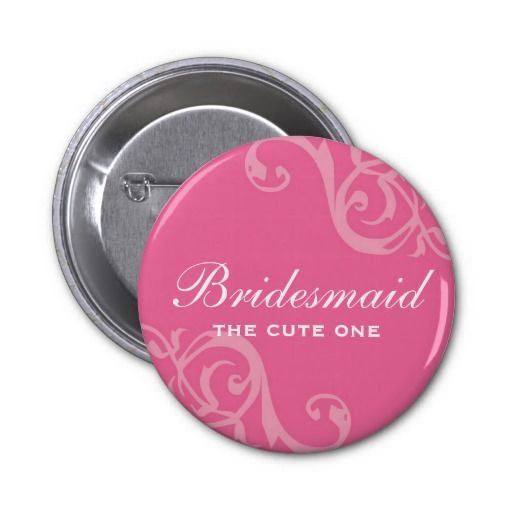 Wedding - Scroll Pink Wedding Name Tag Badge Pin Button
