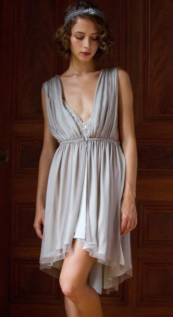 Wedding - Dove Grey Silk Dress 