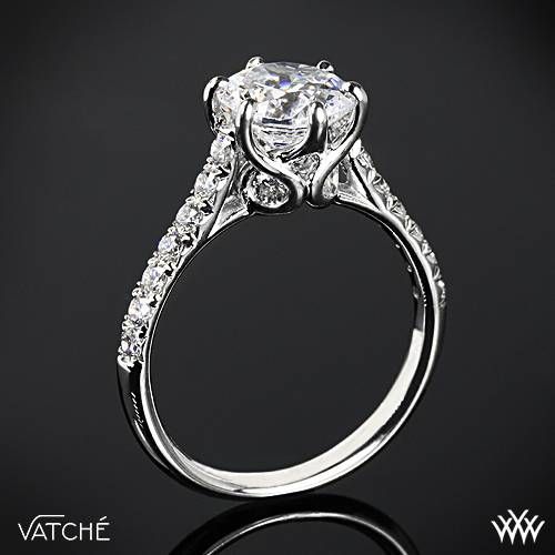 Hochzeit - Platinum Vatche "Schwan" Französisch Pave Diamant-Verlobungsring