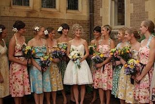Wedding - Short Dress.. And Bright Bridesmaids.. 