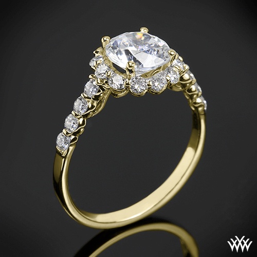 Wedding - 18k Yellow Gold Verragio Round Halo Diamond Engagement Ring