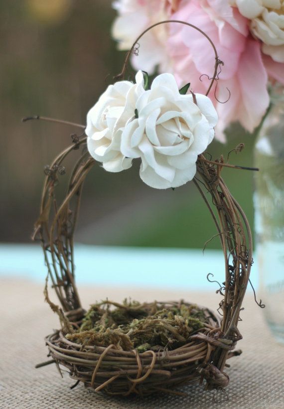Wedding - Flower Girl Basket Vintage Wedding Decor