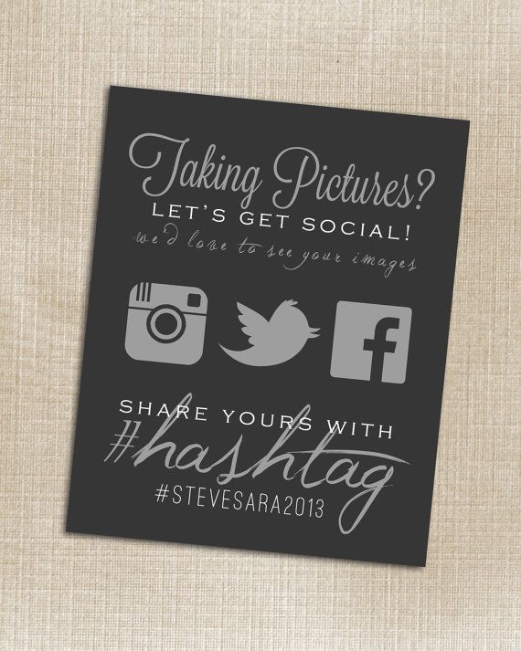 Wedding - CUSTOMIZABLE - Wedding Instagram Facebook Twitter Black Hashtag Print - Printable - Digital JPG File 8x10