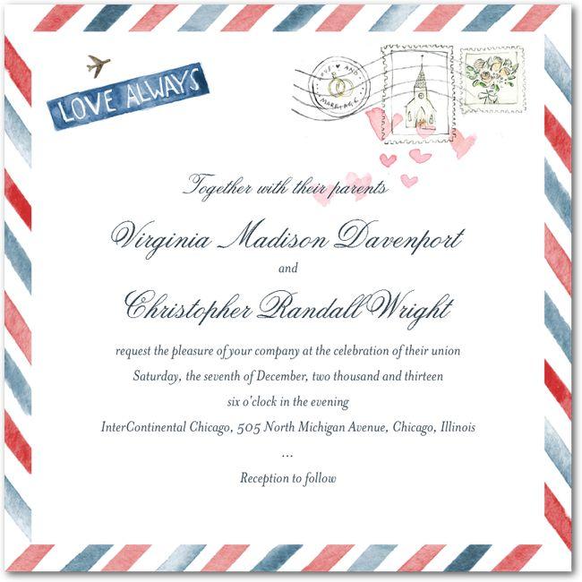 Mariage - Air Mail - Signature Blanc Textures invitations de mariage Dans lanterne rouge Ou Envy