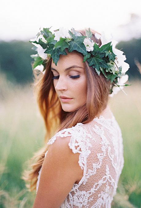Wedding - An Ivy Flower Crown With White Blooms