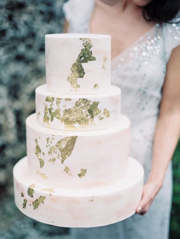 Wedding - Gold-leaf Wedding Cake   