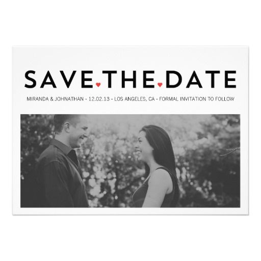 Hochzeit - CHIC Herz-Foto-Abwehr die Datums-Einladungen