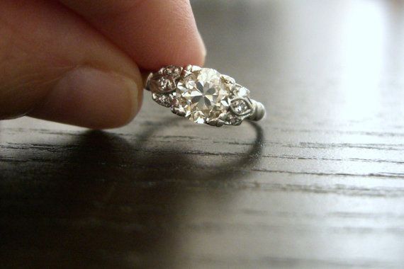Wedding - Vintage Edwardian Platinum Diamond Engagement Ring (Reserved For Liam)