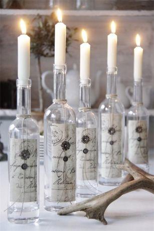 Wedding - Beautiful Wine Bottle Candle Holders 