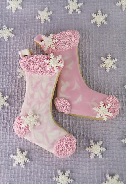 Wedding - Pink Christmas Stocking Cookies 