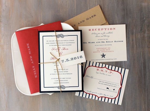 Wedding - Country Wedding Invitations, Nautical Wedding Invitations, Summer Wedding, Fourth Of July Wedding {NEW} - "Stars & Stripes" Sample