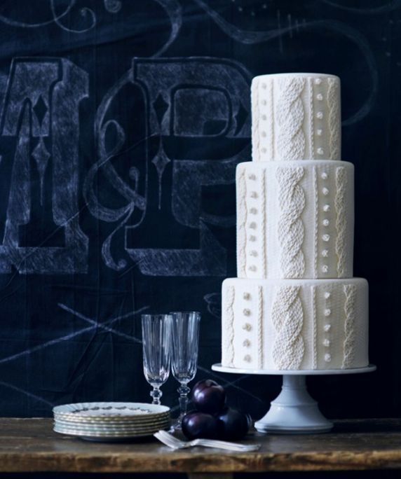 Wedding - Tiered White Knit Wedding Cake 