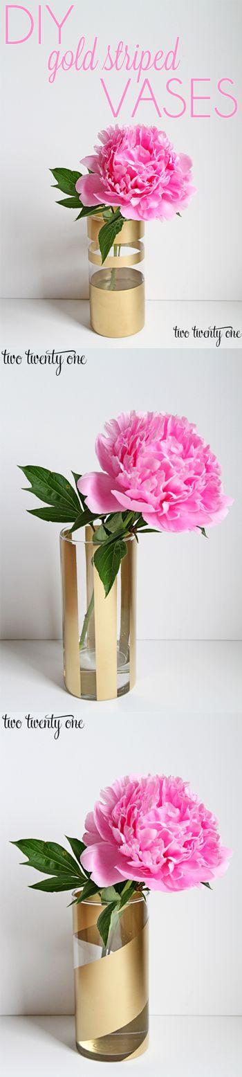 Hochzeit - DIY Vasen mit Goldstreifen