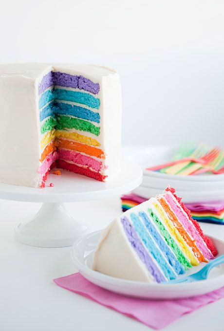 Wedding - White Wedding Cake With Rainbow Layers