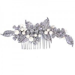 Hochzeit - Vintage Wedding Haarkamm mit Perlen