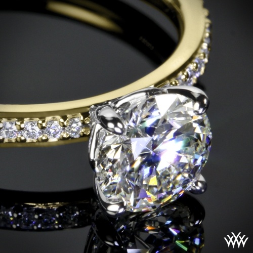 زفاف - 18k الذهب الأصفر مع رئيس الذهب الأبيض "ليجاتو مايكرو تمهيد" الماس خاتم الخطوبة