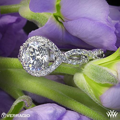زفاف - 18K الذهب الأبيض Verragio ملتوية تجاوز الماس خاتم الخطوبة