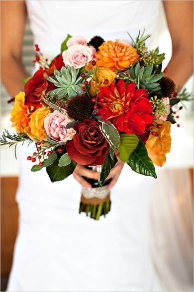 Wedding - Fall Bouquet With Succulents 