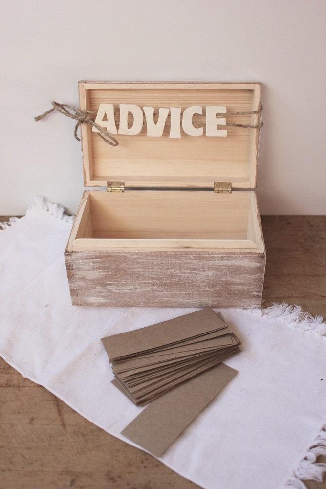 Wedding - Wedding Advice Guest Book Box . White Wash Wooden "advice" Guest Book. Wedding Heart Advice Holder . Shabby Chic Advice Holder