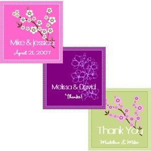 Wedding - Cherry Blossom Square Tags & Labels