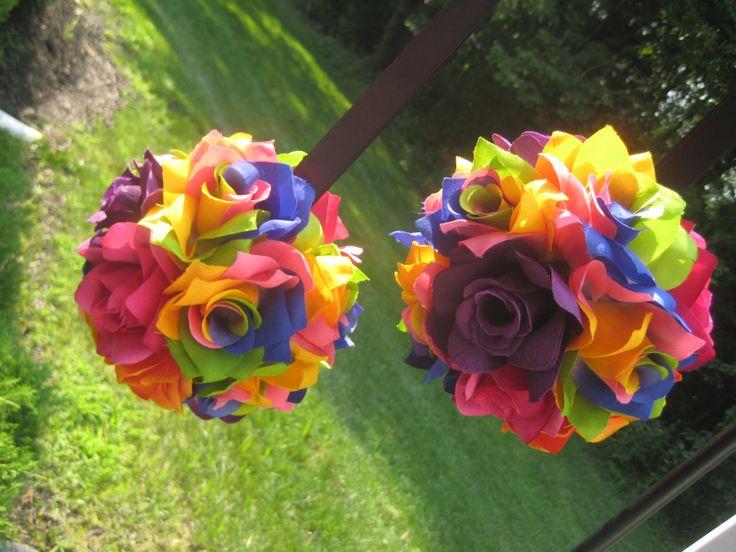 Hochzeit - Regenbogen-Blumen-Mädchen Pomander