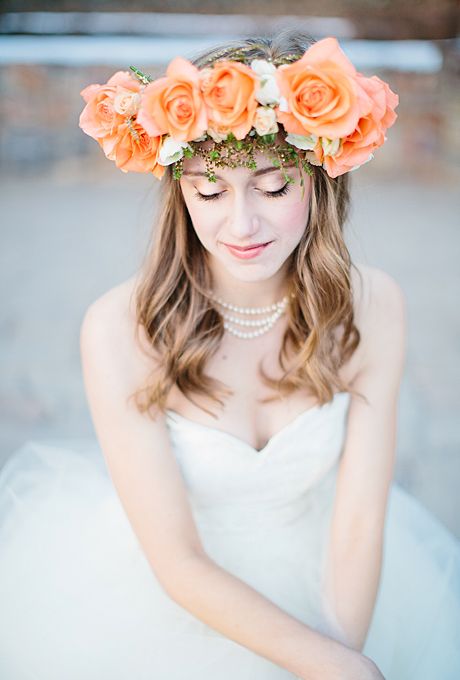 Wedding - A Peach And Blush Rose Flower Crown