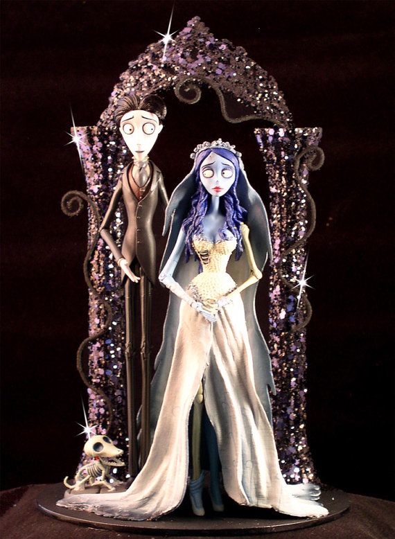 Mariage - Corpse Bride Wedding Cake Topper Tim Burton lumineux - Halloween