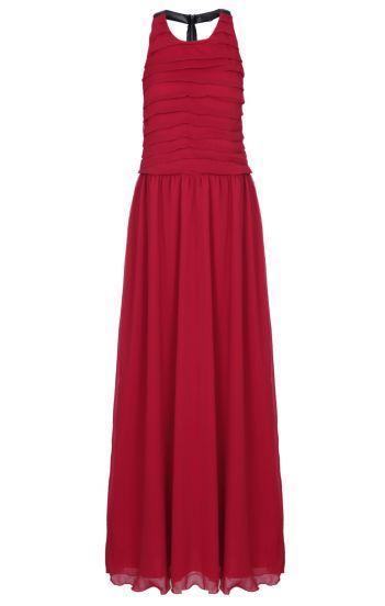 Wedding - Red Halter Sleeveless Backless Chiffon Dress - Sheinside.com