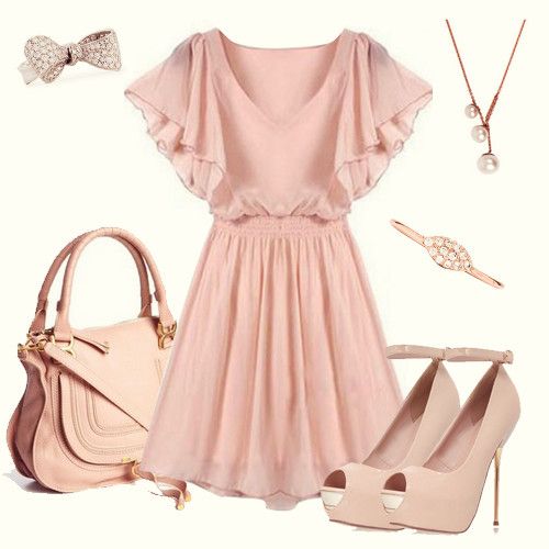 Wedding - Pink Ruffle Short Sleeve Pleated Dress - Sheinside.com