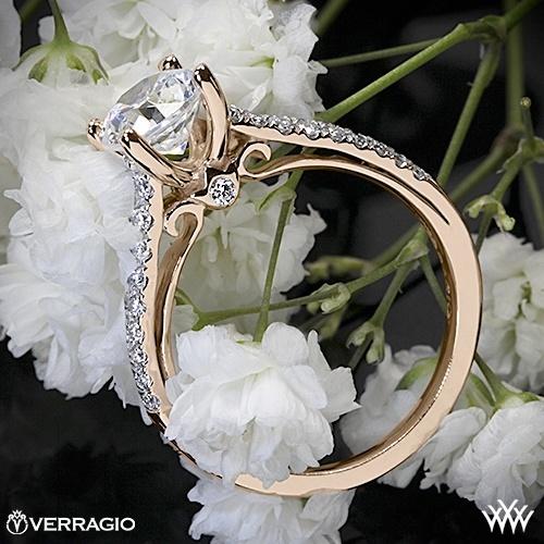 زفاف - 20K ارتفع الذهب Verragio مزدوج تمهيد الماس خاتم الخطوبة