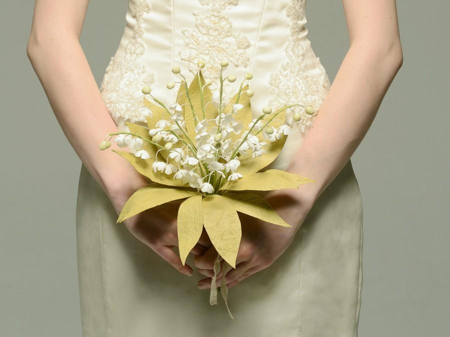 Hochzeit - Lily of the Valley Paper Bridal Bouquet - Keepsake Royal Bouquet