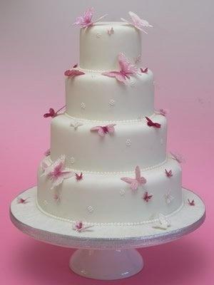 Mariage - Gâteau de mariage de papillon rose