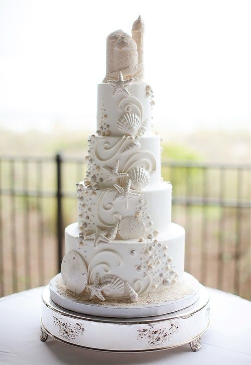 Wedding - Ornate Beach Wedding Cake 