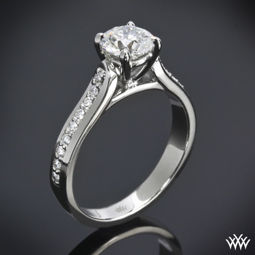 Wedding - 18k White Gold "Cathedral Pave" Diamond Engagement Ring