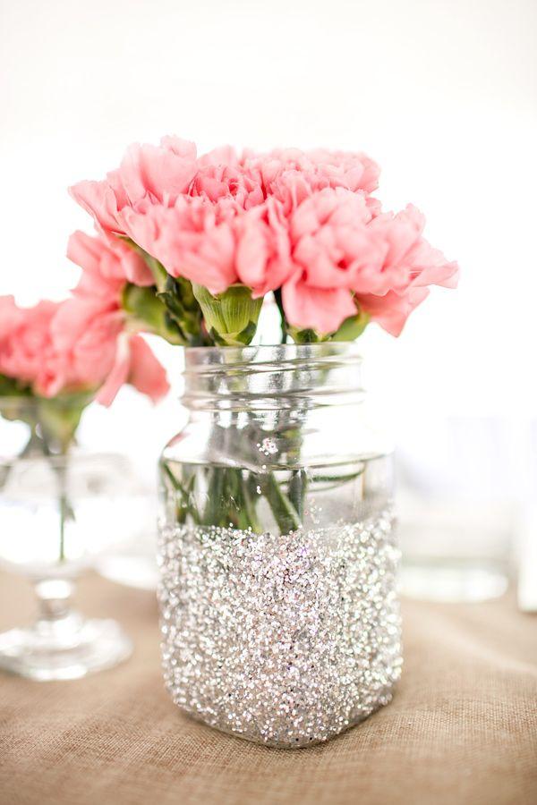 Wedding - Glitter Vase Jars For Table Decorations 