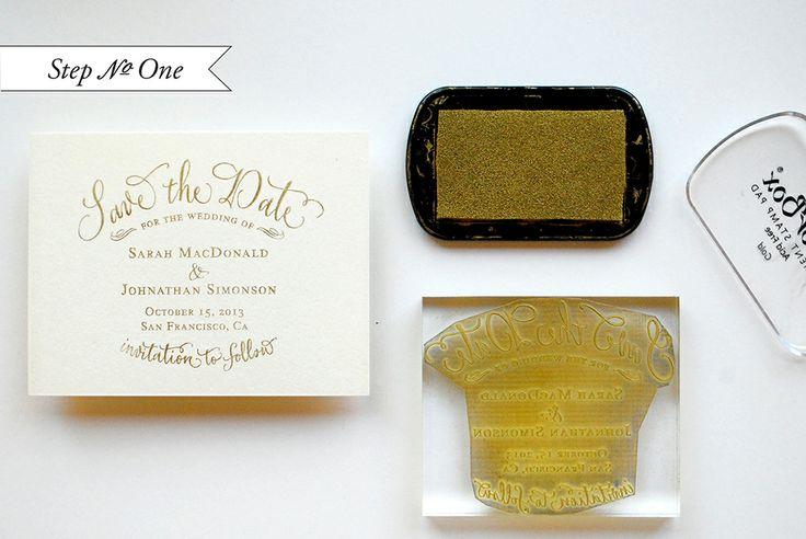 Wedding - DIY Tutorial: Gold Embossed Save The Dates