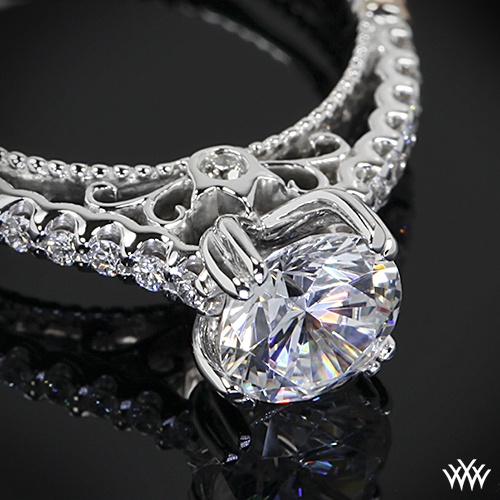 زفاف - 14k الذهب الأبيض Verragio الشق مجموعة الماس خاتم الخطوبة