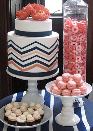 Hochzeit - Chevron Kuchen.