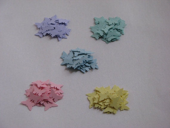 Mariage - 200 Sweet Little papillon lilas, rose, jaune, vert, bleu pastel entailles / confettis / décor de mariage
