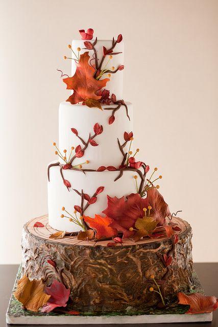 Mariage - Beau gâteau de mariage d'automne