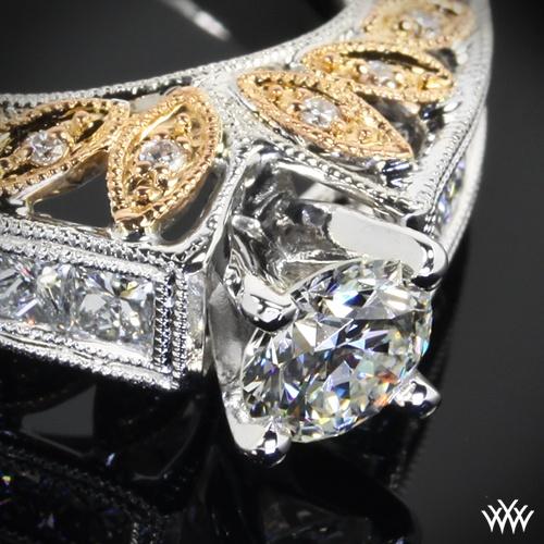 Wedding - 18k White Gold And Rose Gold "Delicate Blush" Diamond Engagement Ring