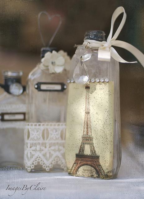 Wedding - Altered Paris Bottle 