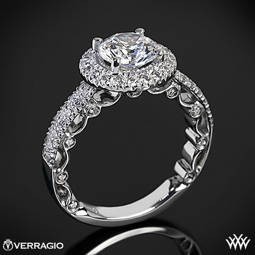 Mariage - Platinum Verragio double rangée pavé de diamants bague de fiançailles