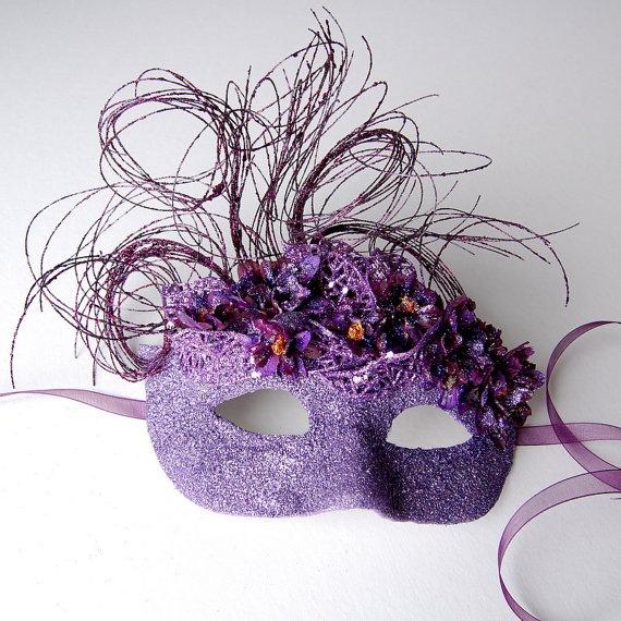 Wedding - Purple Floral Flurry- Fairy, Mardi Gras, Venetian, Masquerade Mask